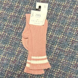 New Zara medium socks size 6-7 pink and white